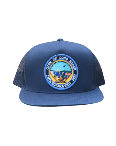 Navy Mesh Trucker Hat W/ City Seal